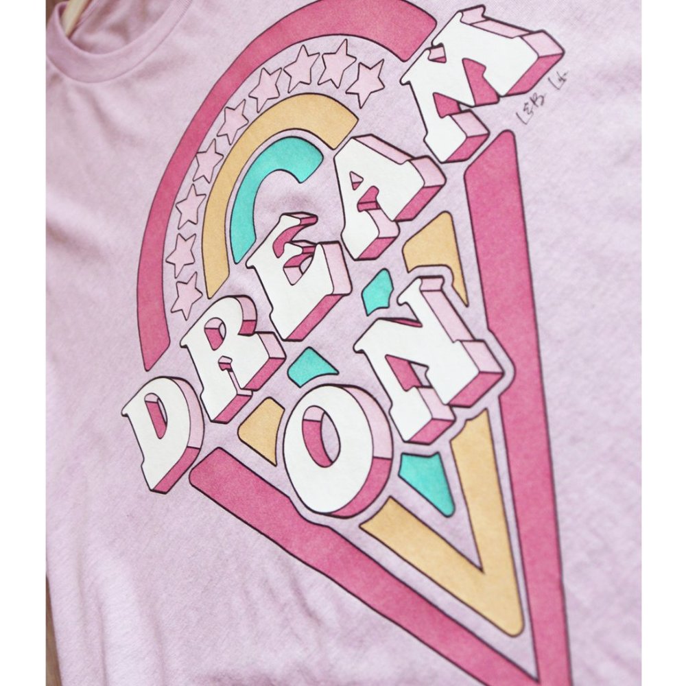 Lilac Pastel Dream On Graphic Cotton Tee T Shirt - Picture 4 of 8